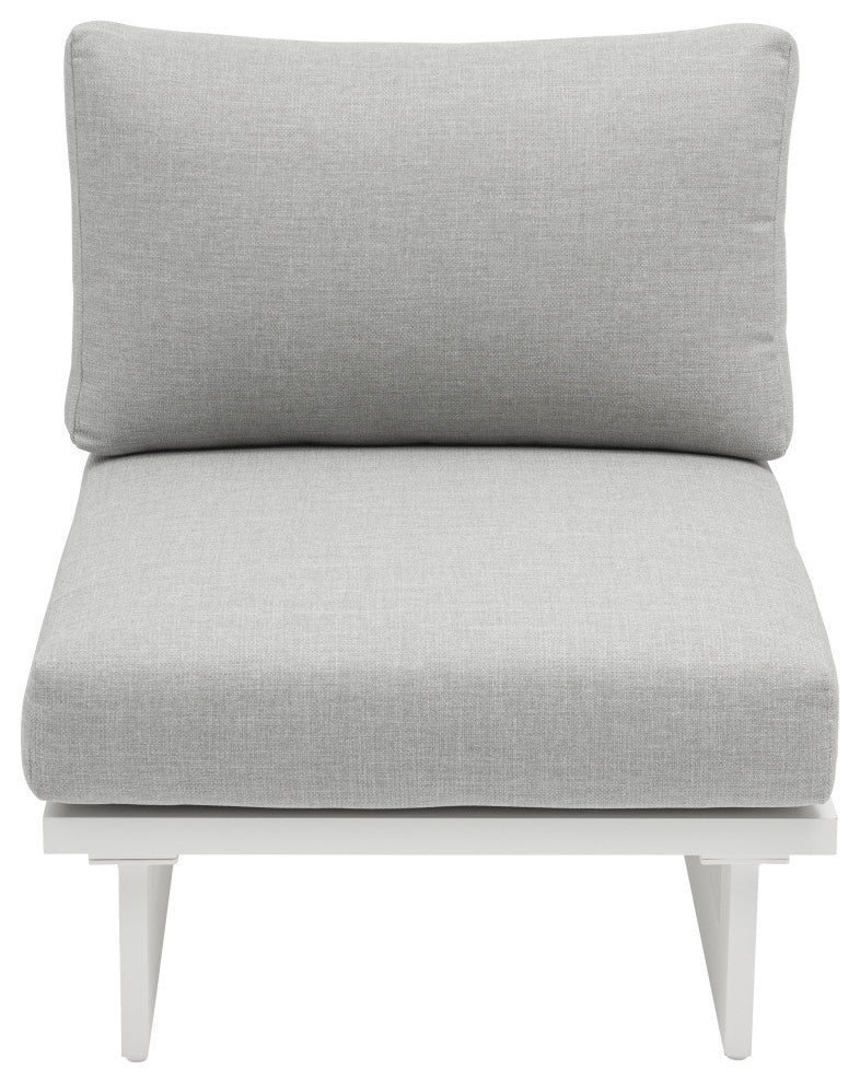 Maldives Outdoor Patio Armless Chair, Grey, White Frame