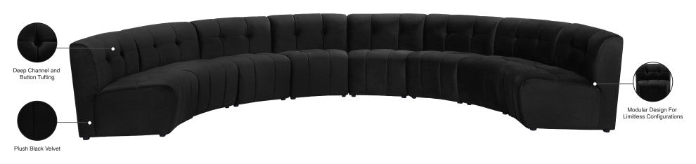 Limitless Velvet Upholstered 8-Piece Modular Sectional, Black