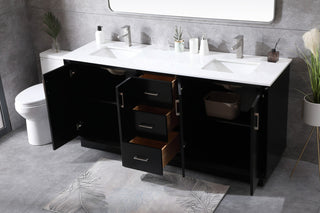 72" Double Bathroom Vanity, Black