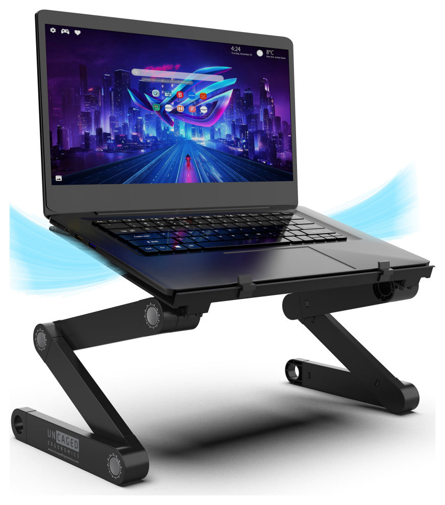 Workez Professional Ergonomic Aluminum Laptop Cooling Stand, Black