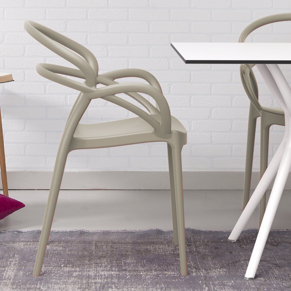 Compamia Mila Set of 2 Dining Arm Chair, Taupe