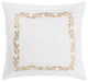 Tuscany Euro Pillow Shams, Set of 2, White With Gold Embroidery