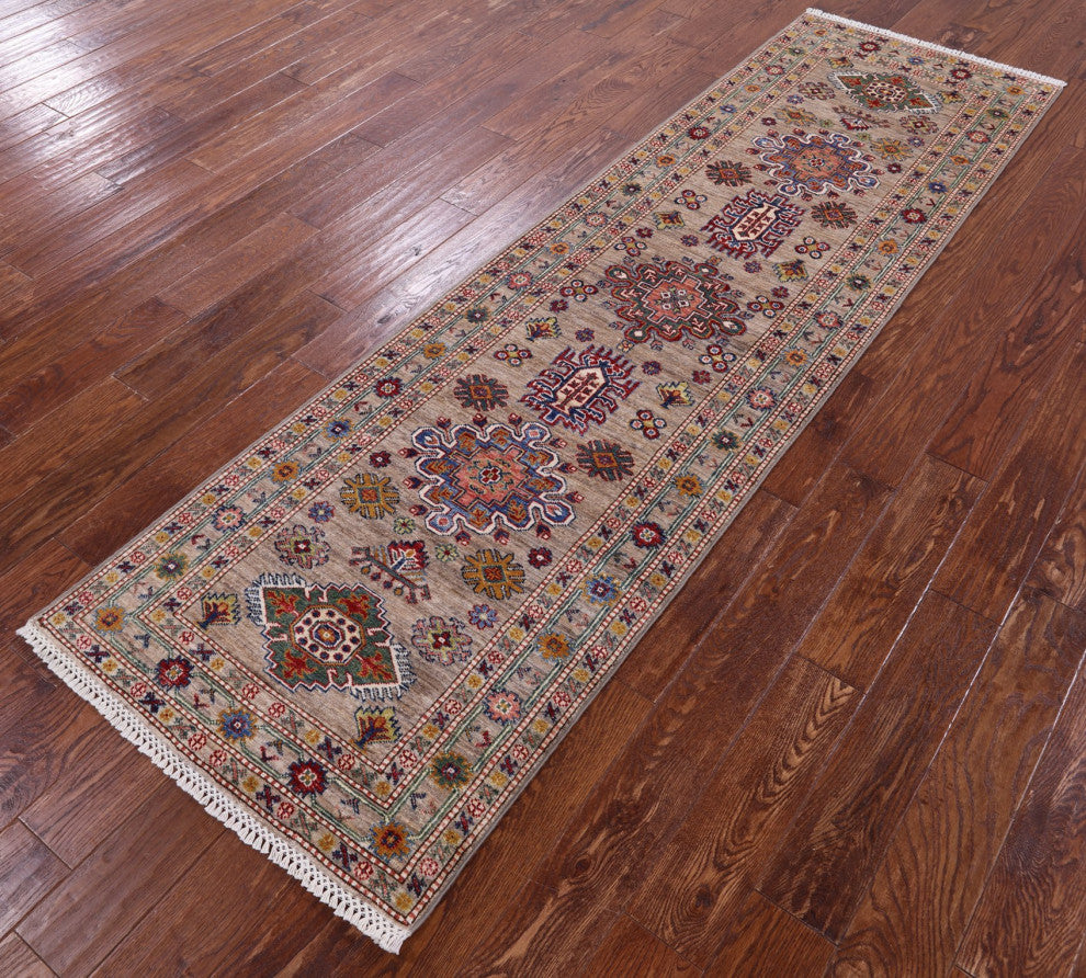 Runner Handmade Geometric Super Kazak Rug 2' 8" X 9' 0" Q11234