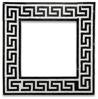 Greek Key Thassos White Nero Marquina Black Marble Mosaic Border Tile, 1 piece
