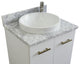 25" Single Sink Vanity, White Finish With White Carrara Marble And Round Sink