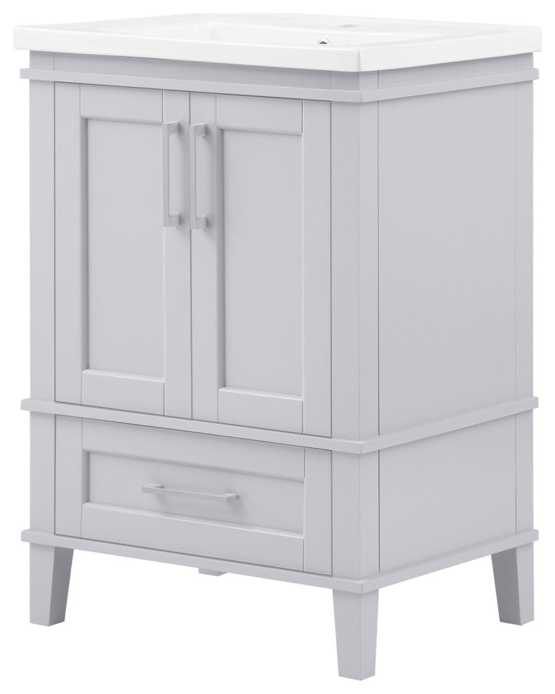 Ove Decors Brighton 24" Single Sink Vanity, Dove Gray With Nickel Hardware
