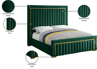 Dolce Velvet Upholstered Bed, Green, King