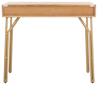 Safavieh Lily 2 Drawer Desk, Natural/Brass