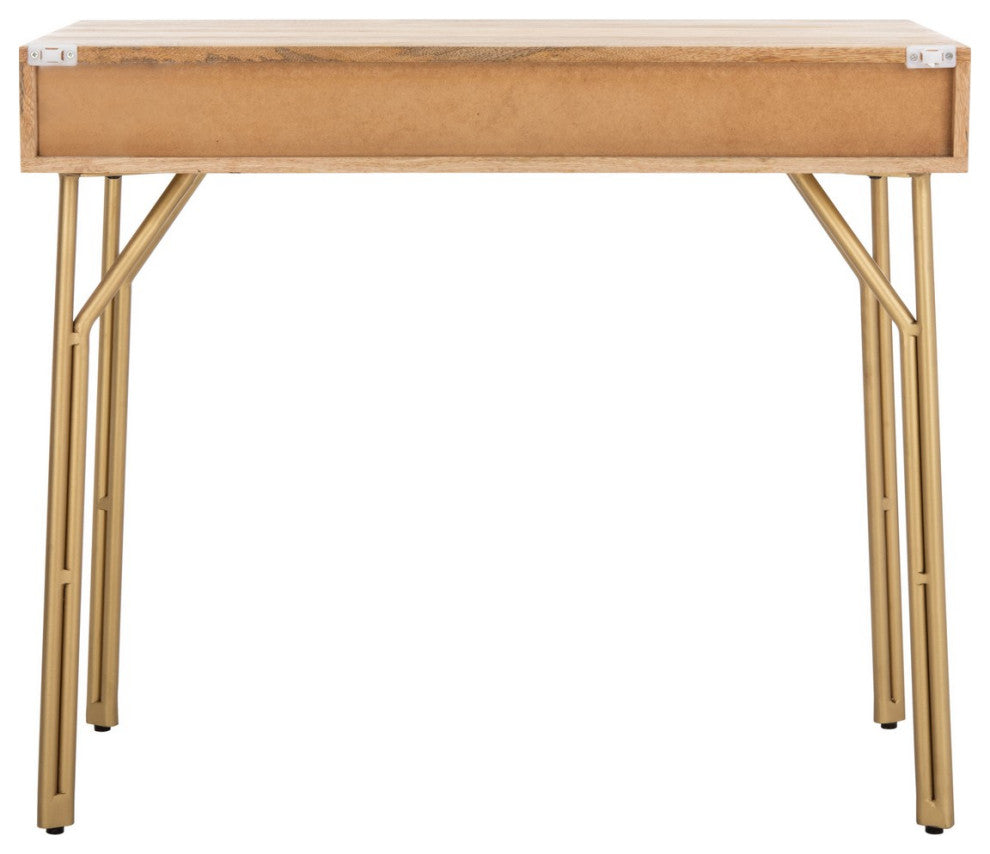 Safavieh Lily 2 Drawer Desk, Natural/Brass