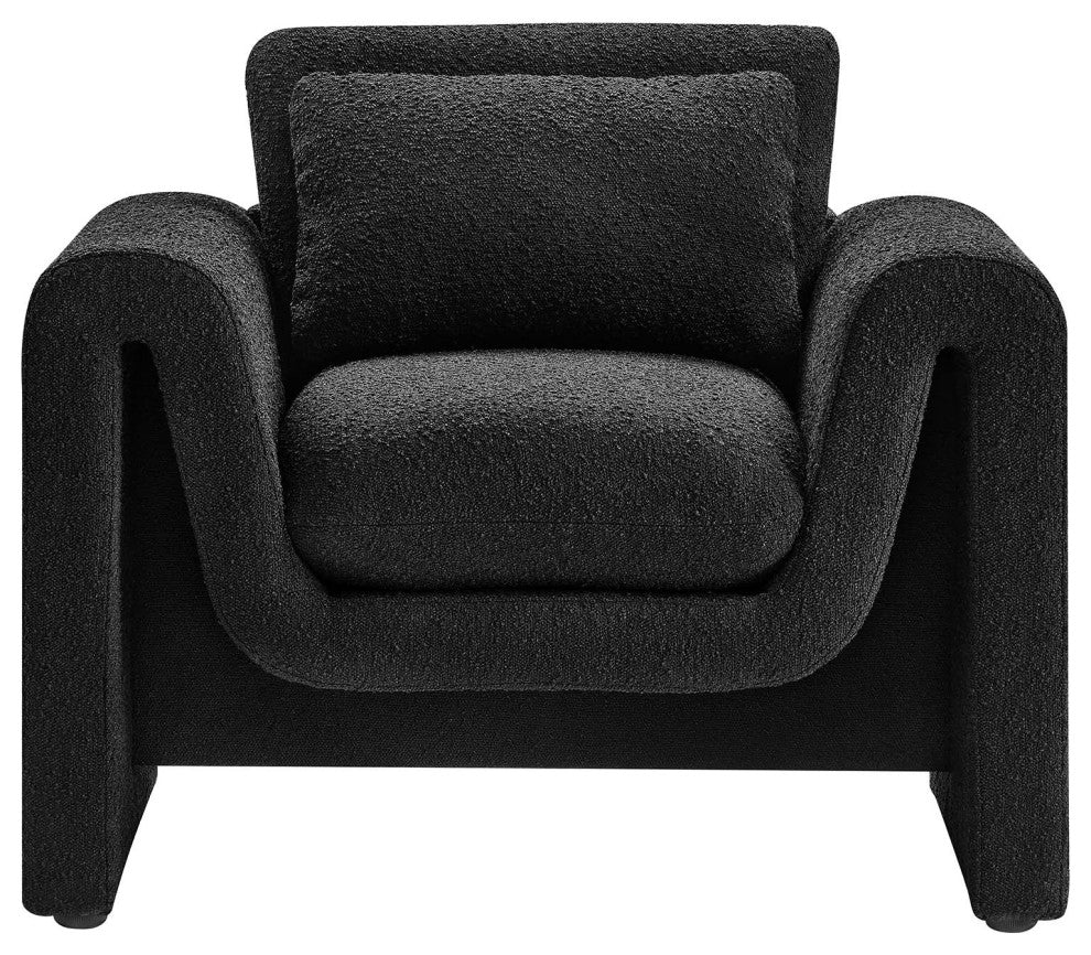 Waverly Boucle Upholstered Armchair - Black