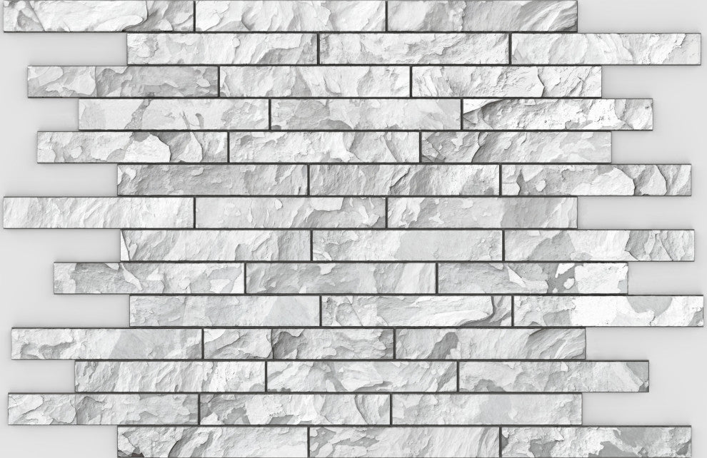 White Grey Stone 3D Wall Panels, Set of 10, Covers 69 Sq Ft