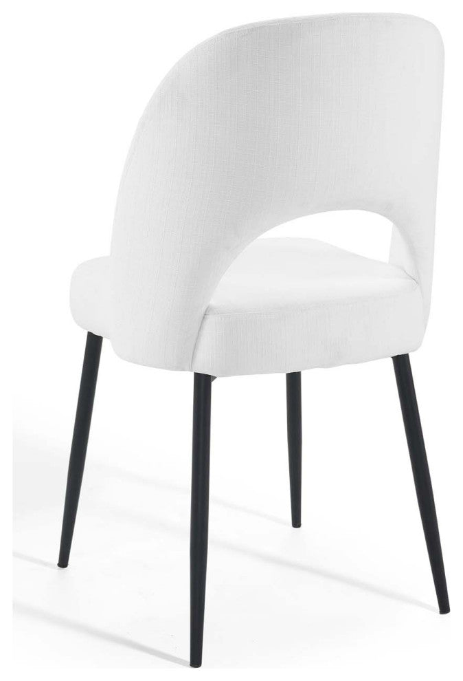 Side Dining Chair, Set of 2, Fabric, Metal, Black White, Cafe Bistro Restaurant