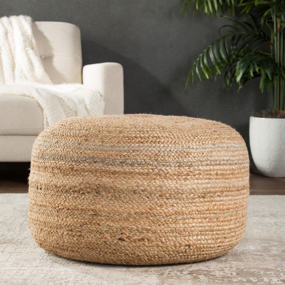 Jaipur Living Mesa Solid Cylinder Pouf, Natural