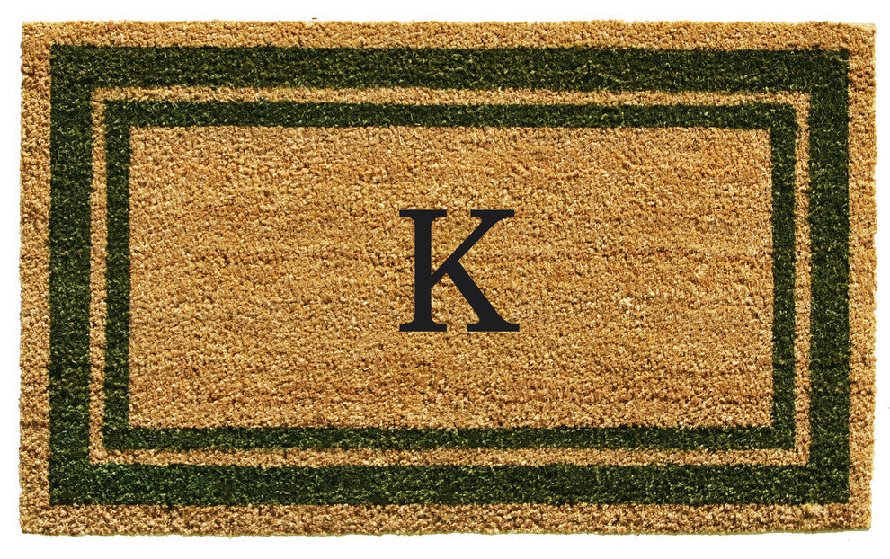 Sage Green Border 18"x30" Monogram Doormat, Letter K