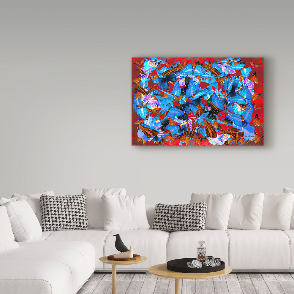 "Red And Blue Abstract" by Ata Alishahi, Canvas Art, 30"x47"