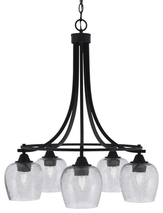 Paramount 5-Light Chandelier, Matte Black, 6" Smoke Bubble Glass