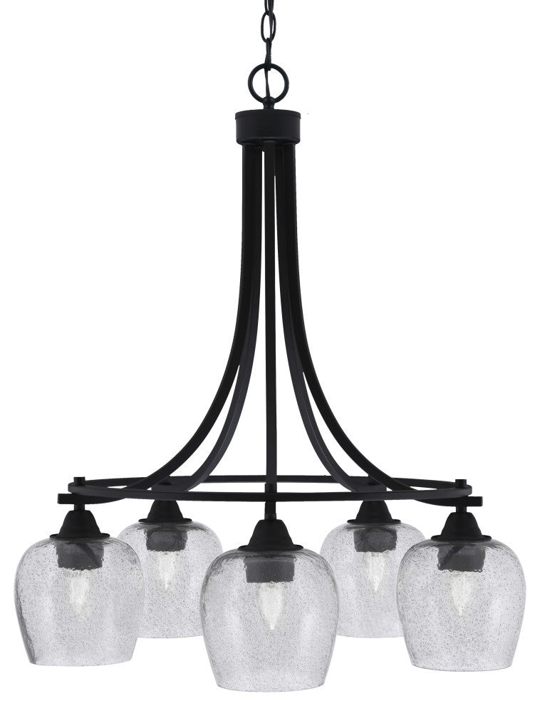 Paramount 5-Light Chandelier, Matte Black, 6" Smoke Bubble Glass