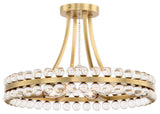 Clover 4 Light Ceiling Mount in Aged Brass with Clear Hand Cut Crystal