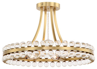 Clover 4 Light Ceiling Mount in Aged Brass with Clear Hand Cut Crystal