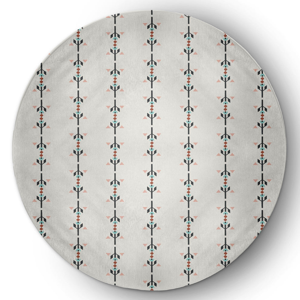 Jodhpur Stripe Spring Chenille Rug, Gray, 5' Round