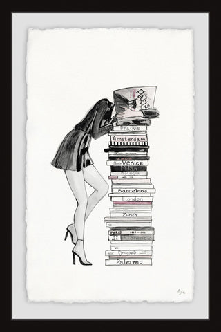 "Stack of Books" Framed Painting Print, 24"x36"