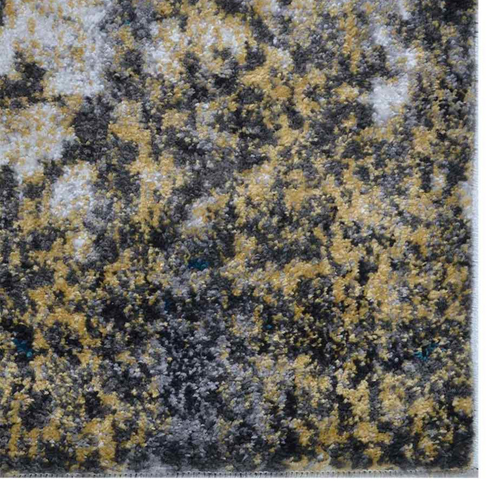 Machine Woven Heatset Polypropylene Area Rug Abstract Silver Blue, [Rectangle] 5'x8'