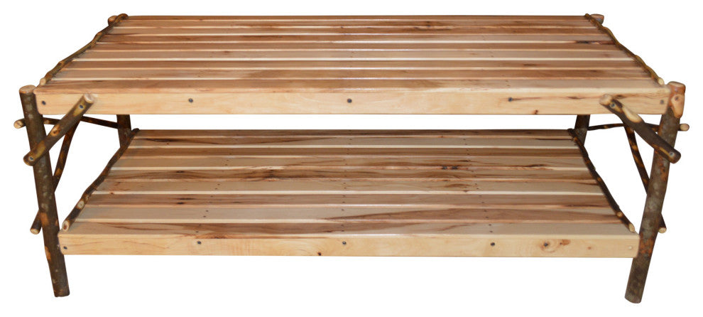 Hickory Coffee Table with Shelf, Rustic Hickory