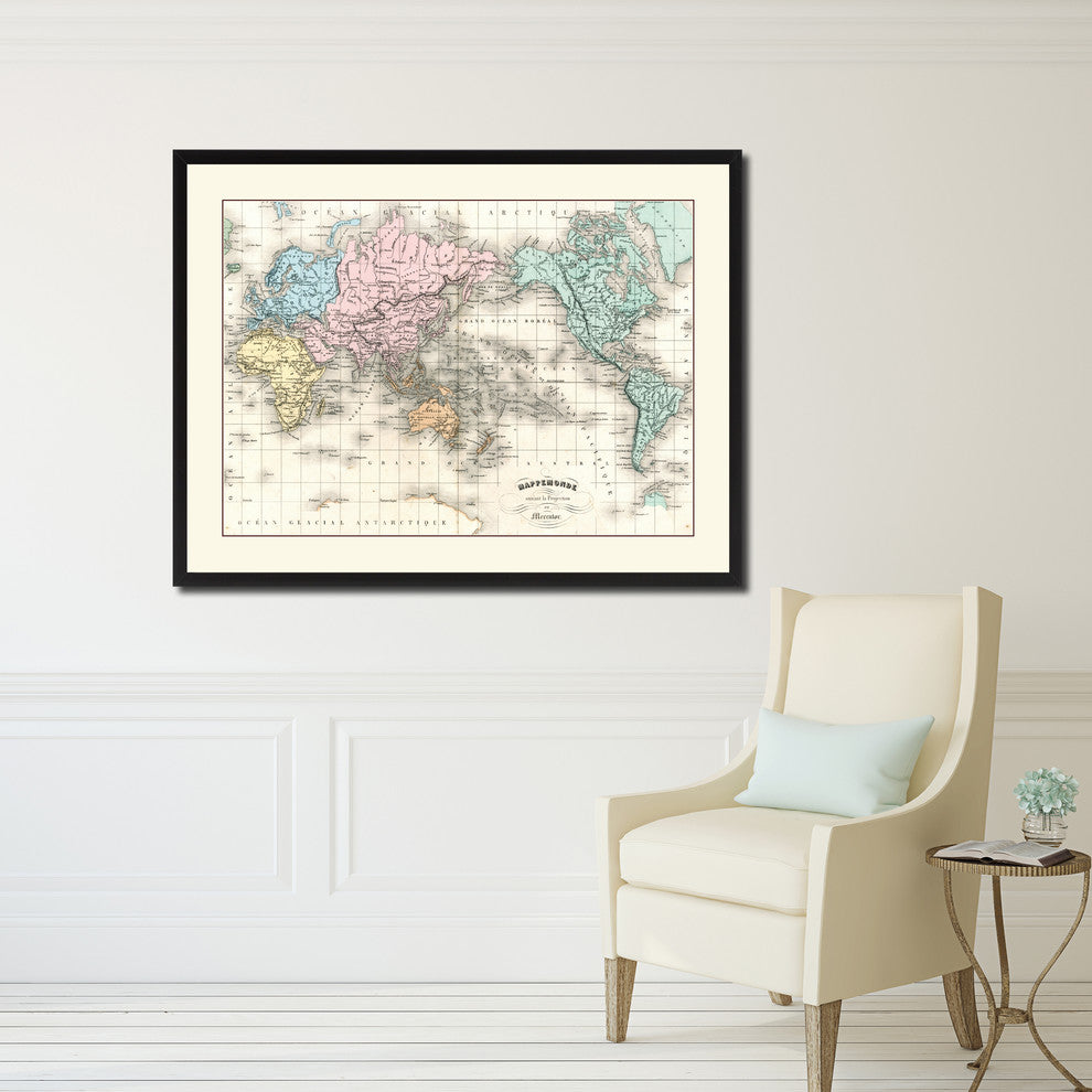 World Vintage Antique Map Wall Art, 28"x37"