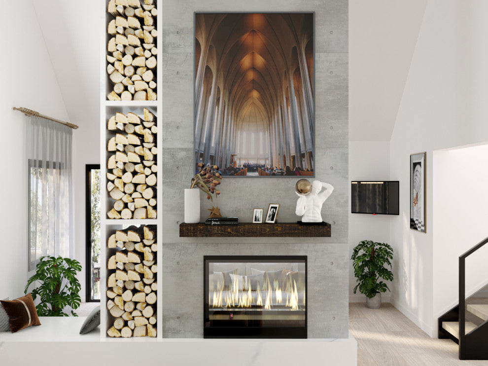 Solid Beam Fireplace Mantel Shelf, Dark Chocolate, 48"