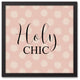 Holy Chic Cream Polka Dots on Pink 13.73x13.73 Black Framed Canvas
