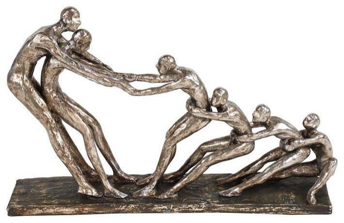 Silver Modern People Sculpture, 11"x15"H