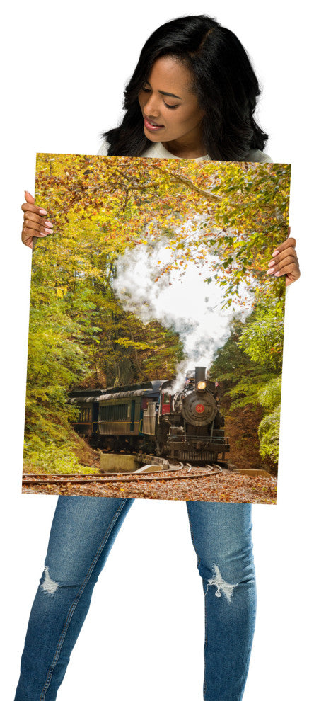 Wall Art Print Steam Train with Autumn Foliage Landscape Photo Unframed, 18" X 24"
