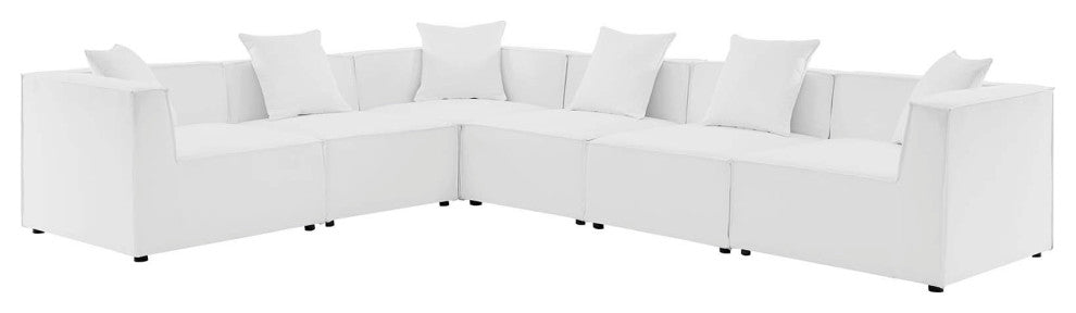 Saybrook Outdoor Patio Upholstered 6-Piece Sectional Sofa White