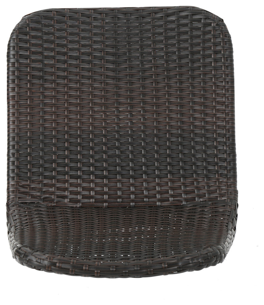 GDF Studio 5-Piece Isco Outdoor Multi-brown Wicker Circular Dining Set