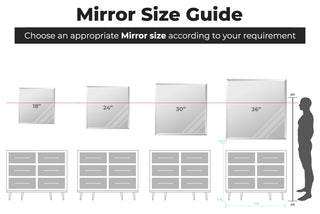 Square Beveled Polished Frameless Wall Mirror With Hooks, 24"