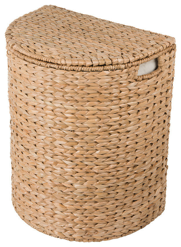 Sea Grass Half Moon Hamper/Laundry Basket With Removable Liner, Natural Color
