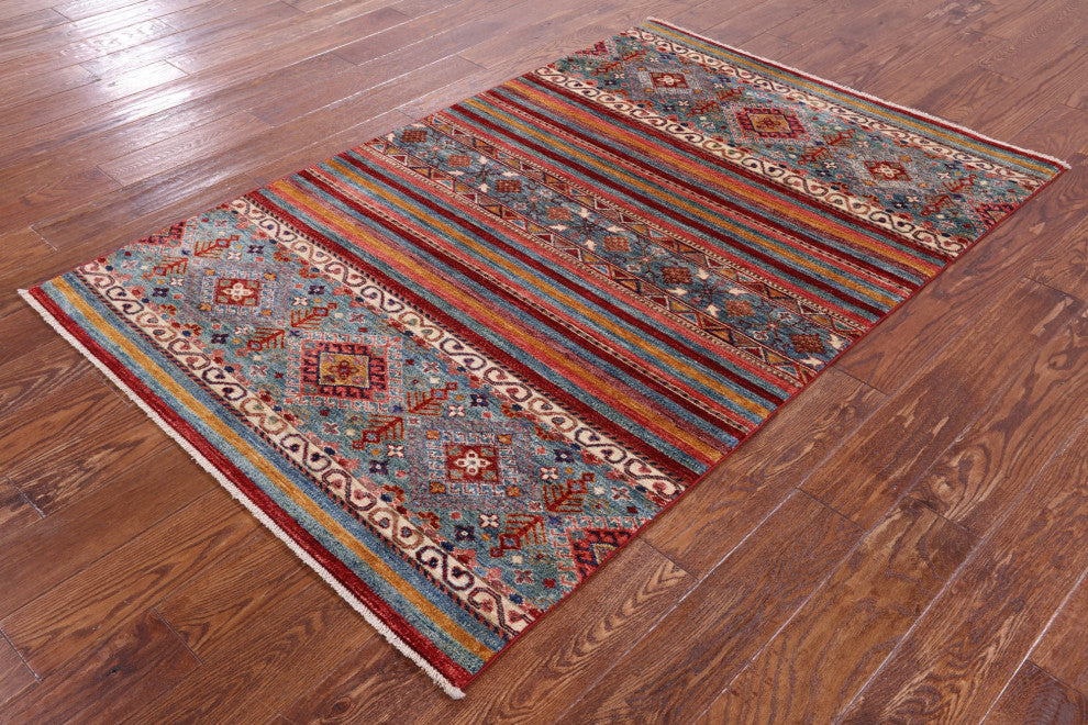 Super Kazak Khorjin Handmade Wool Rug 3' 11" X 6' 0" - Q12674