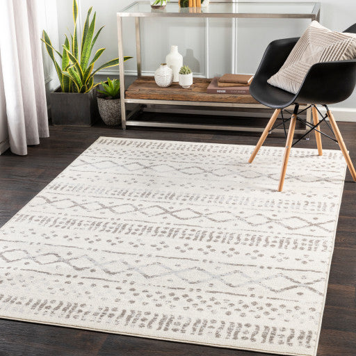 Surya Pisa PSS-2311 5'x7' Rug, Medium Gray/Ivory/Light Gray