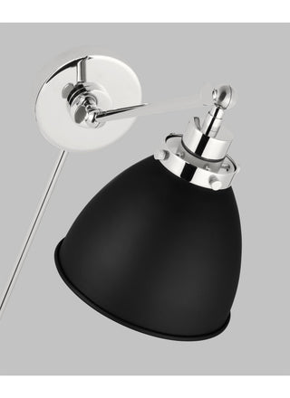 Wellfleet Single Arm Dome Task Sconce, Midnight Black and Polished Nickel