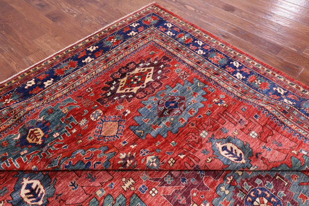 9' 11" X 13' 7" Persian Fine Serapi Handmade Wool Rug - Q12439