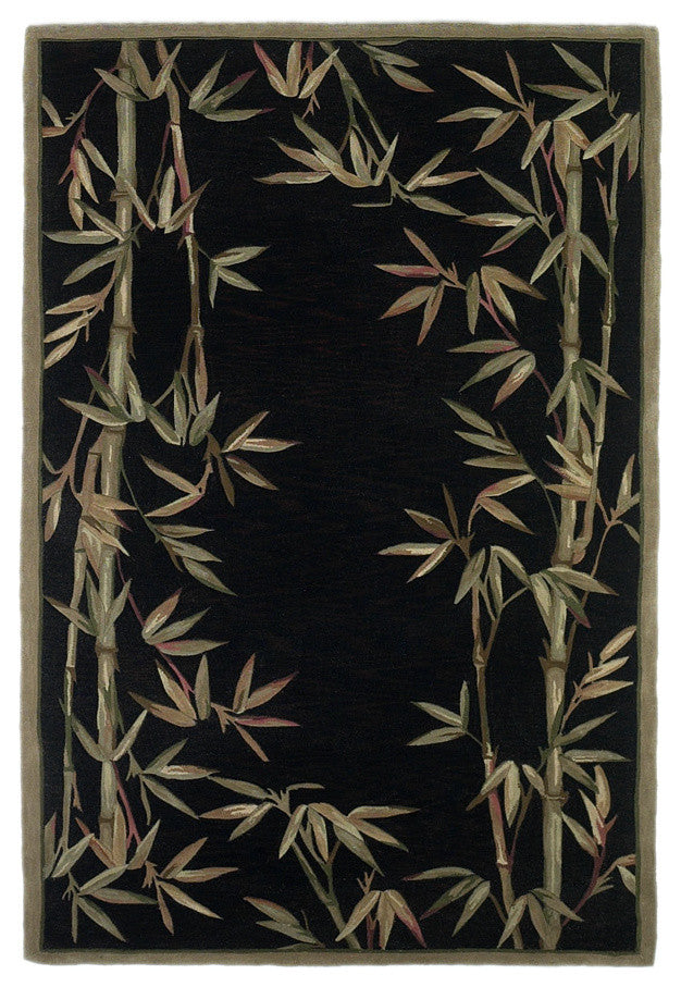 Sparta 3147 Black Bamboo Border Rug, 8'6"x11'6"