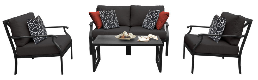 kathy ireland Madison Ave. 5 Piece Aluminum Patio Furniture Set 05c, Onyx