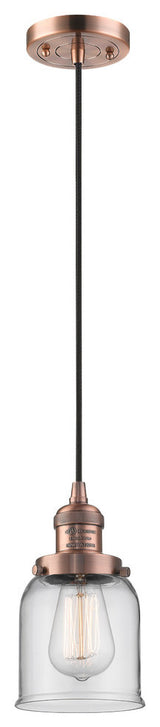 Small Bell 1-Light LED Pendant, Antique Copper, Glass: Clear