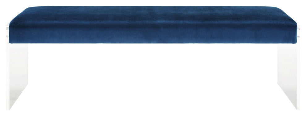 Envy Blue Velvet/Acrylic Bench