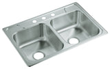 Sterling Middleton Double Bowl 3-Hole Drop-in Kitchen Sink, Stainless Steel