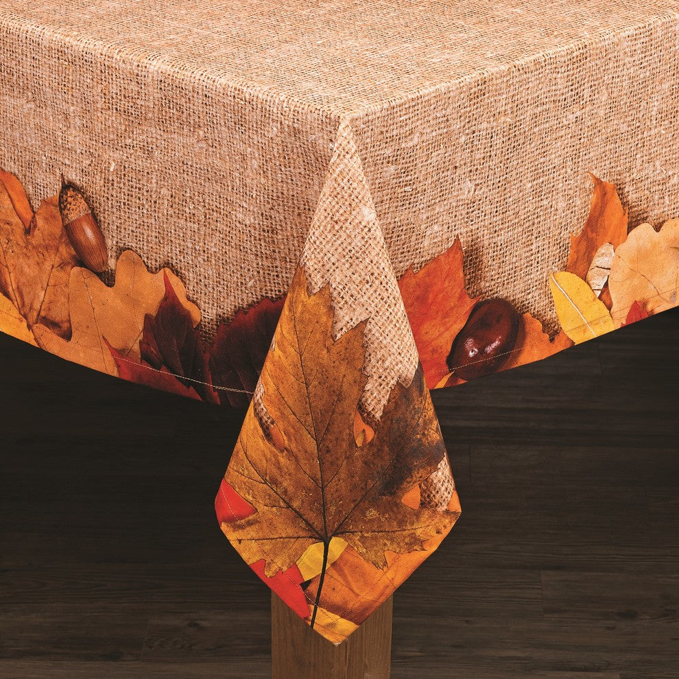 Autumn Leaves 100% Cotton Tablecloth, 60"x84"