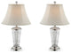 Benzara BM240443 Table Lamp With Semi Fluted Glass Base, Set of 2, Off White