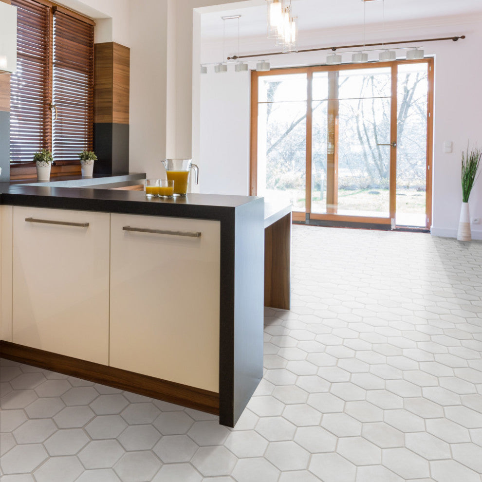 Matter Hex Bone Porcelain Floor and Wall Tile