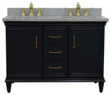 49" Double Vanity, Dark Gray Finish With Gray Granite And Rectangle Sink