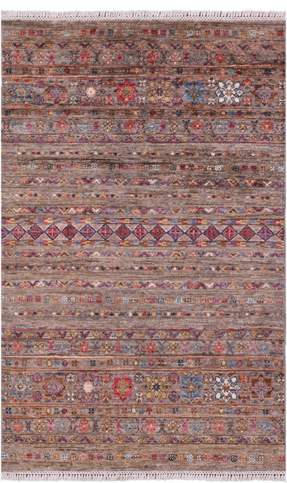 3' 4" X 5' 3" Super Kazak Khorjin Handmade Wool Rug Q10041